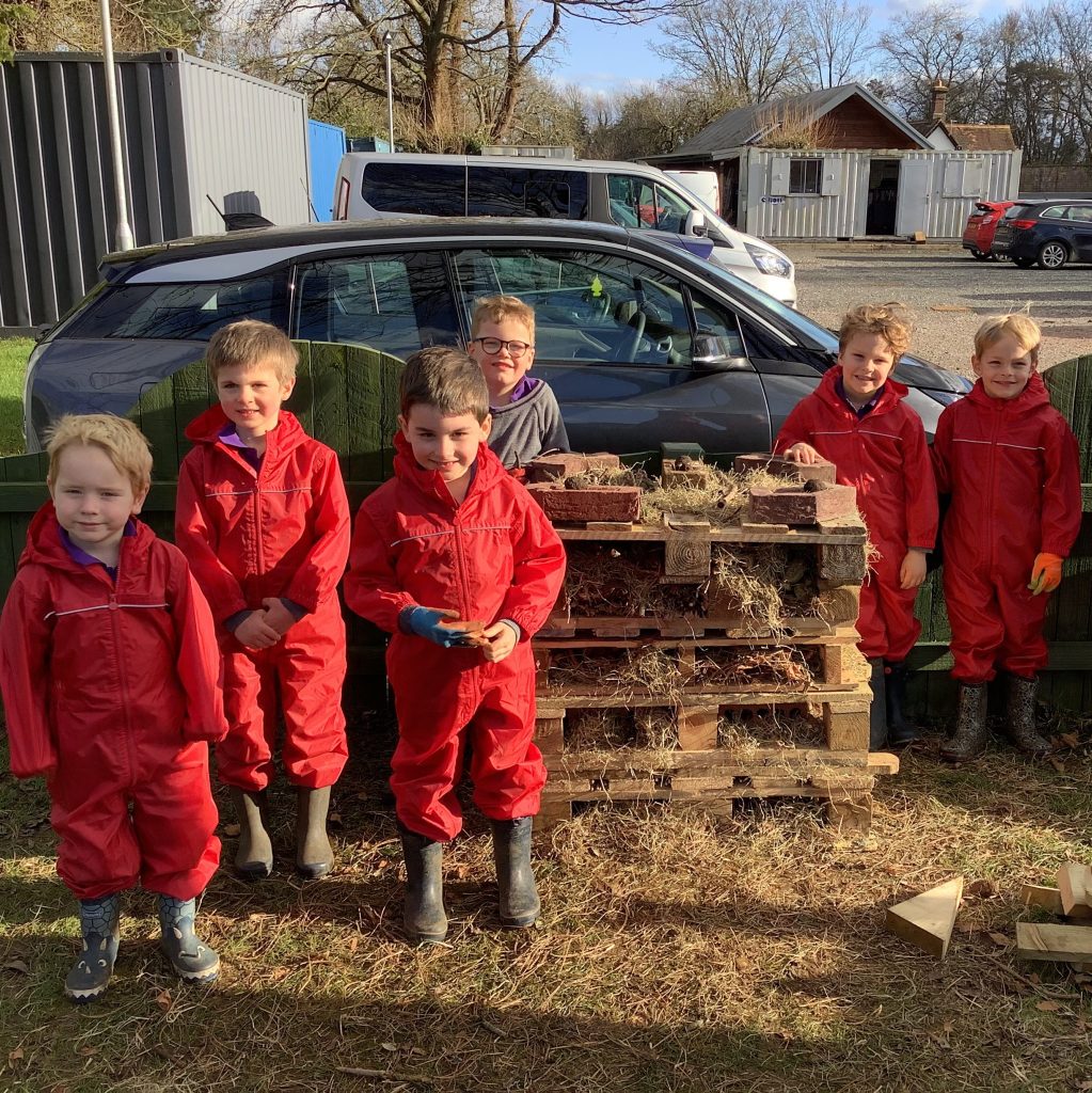 Aldwickbury boys get involved in their new eco garden for Sustainable Schools Week.